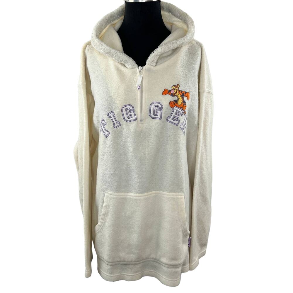 Vintage DISNEY Tiger POOH Off White Long Sleeve Oversize Pullover Hoodie 26W